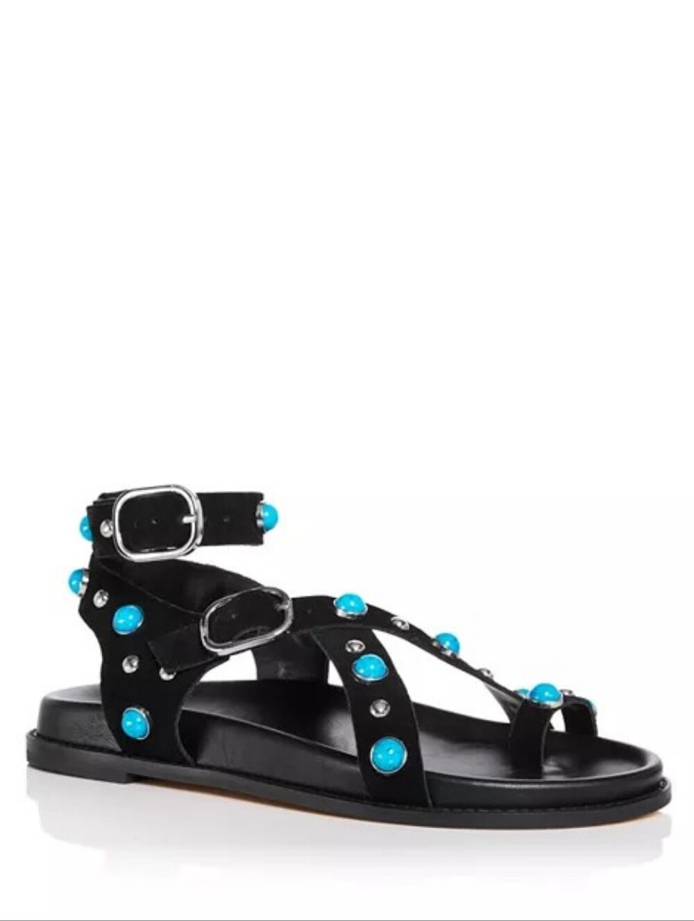 Aqua X Ava Phillippe Women's Jazzy Embellished Suede Flat Sandals Size 9